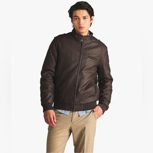 Vintage Members Only Iconic Leather Racer Moto Bomber Jacket Aviator 80s Brown
